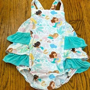 Angel dear magical mermaid bamboo sunsuit bubble romper ruffle outfit size 3/6m